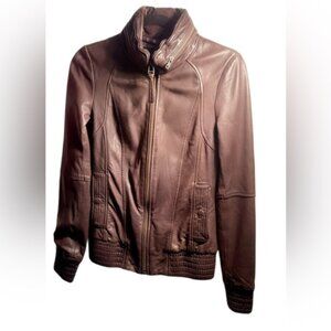 Mackage Aritzia Sophia lamb skin leather cropped motorcycle lng sleeve jacket XS